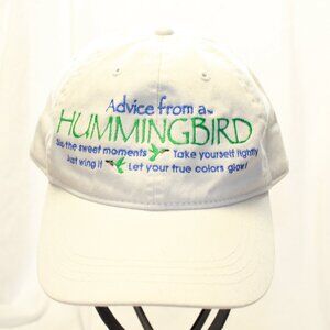 Advice From a HUMMINGBIRD Beige Adjustable Embroidered Baseball Cap Hat NWT